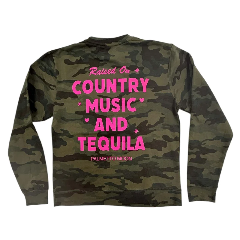 Pullover HoodiesCamo Country Music Crewneck Sweatshirt