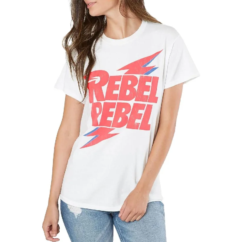 Rebel Womens Graphic Short Sleeve Graphic T-ShirtBoat Neck Short Sleeve TopsBoat Neck Short Sleeve Tops