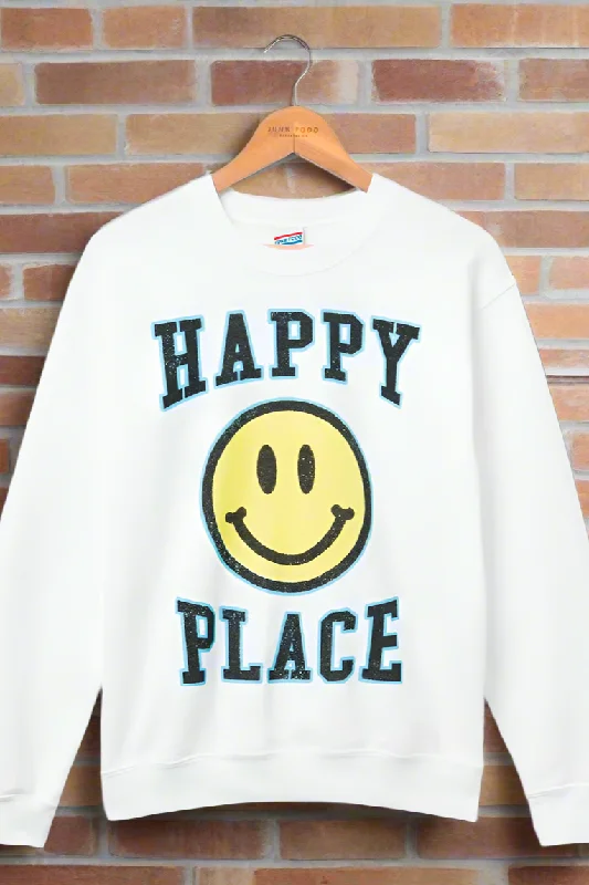 Camo HoodiesJunk Food Womens Happy Place Flea Market Fleece Sweater