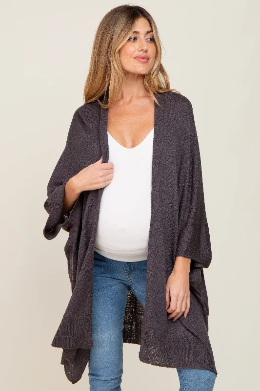 Charcoal Knit Open Front Maternity CardiganPetite cardigan