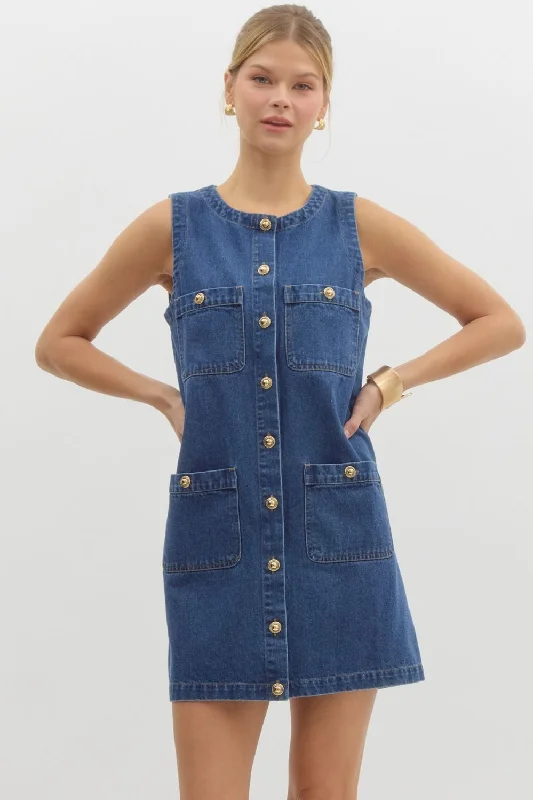 Denim Sleeveless Mini Dress