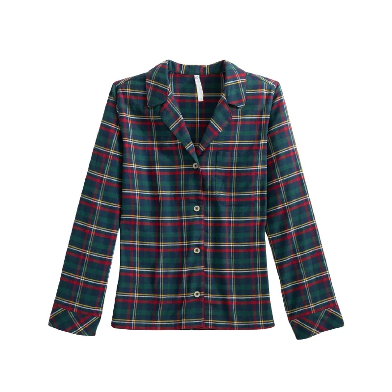 Women's Partridgeberry Plaid Lounge Shirt In Dress Blue