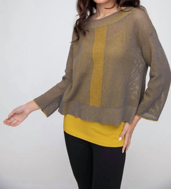 Layered Knit TopsMesh Top In Gold