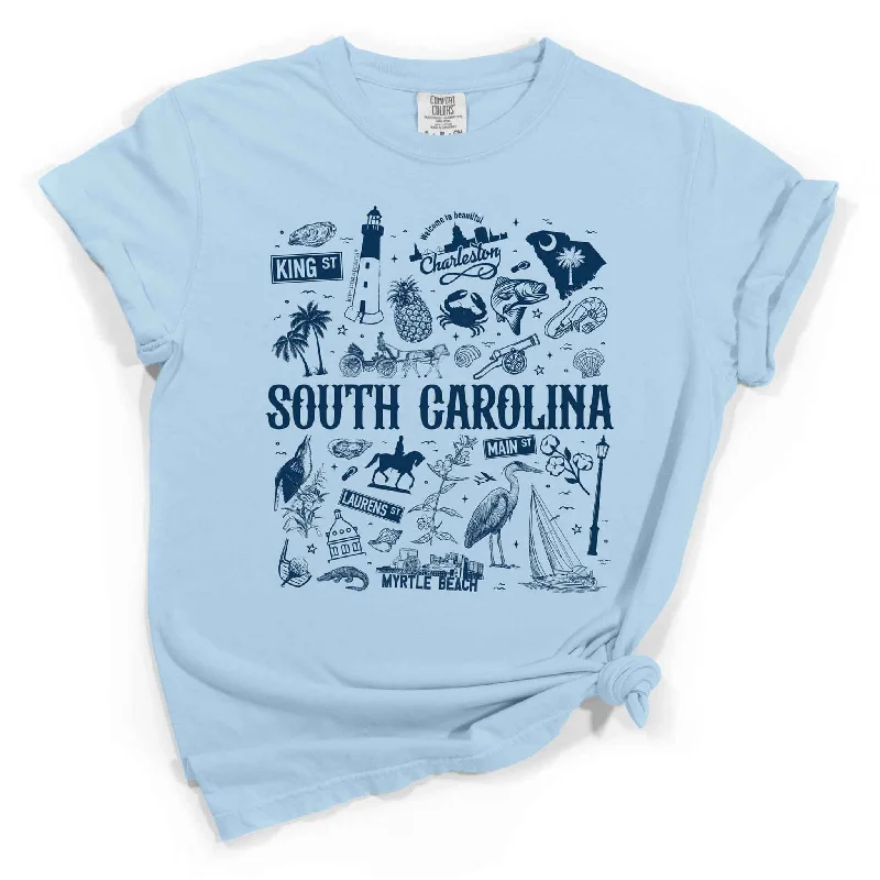 South Carolina Collage Short Sleeve T-ShirtOff-Shoulder Short Sleeve TopsOff-Shoulder Short Sleeve Tops