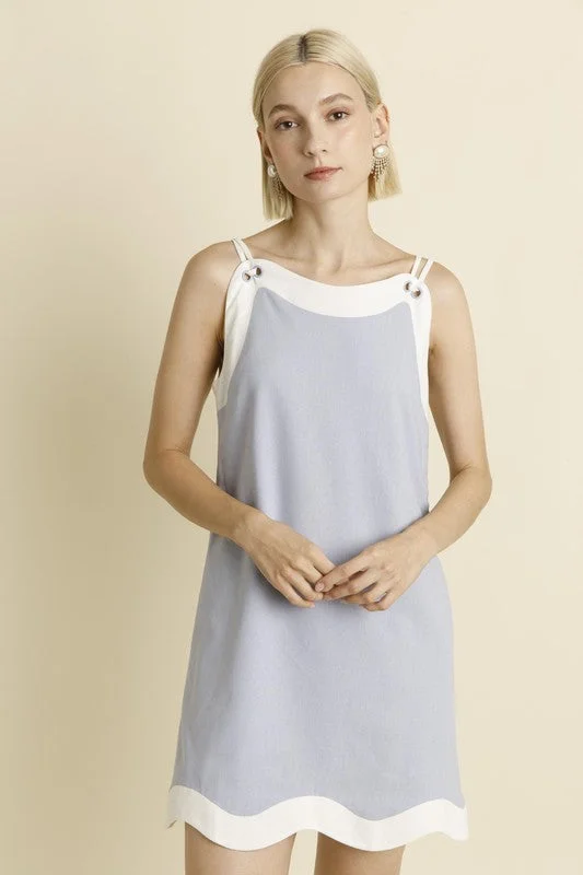 Linen Wave Hem Mini Dress