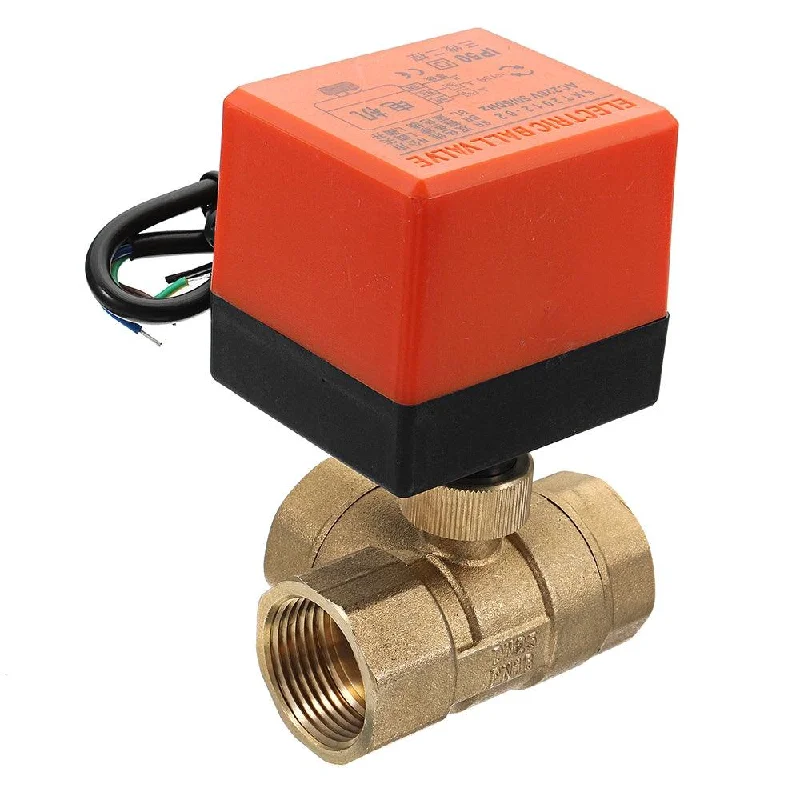 1/2" 3/4" 1" Motorized Electric Brass 3 Way Ball Valves Female 3 Wire AC 220V Full Port T Type Valve