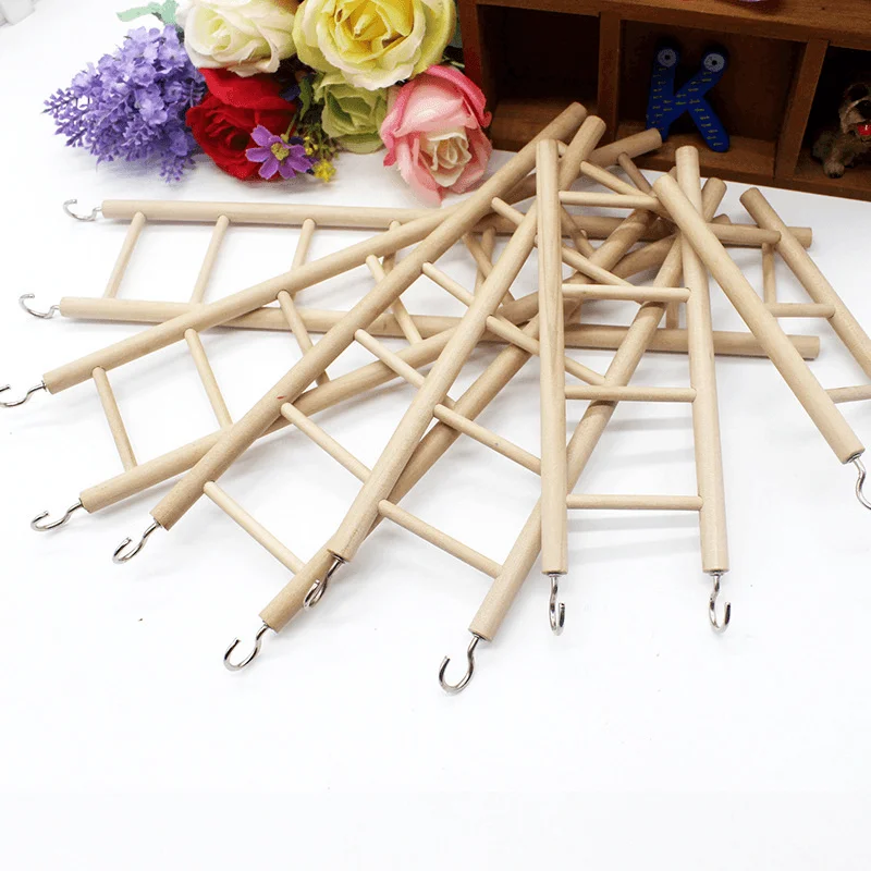 3/4/5/6/7/8 Wooden Ladder Swing Scratcher Climbing Ladder Hamsters Parrot Toys Pet Supplies