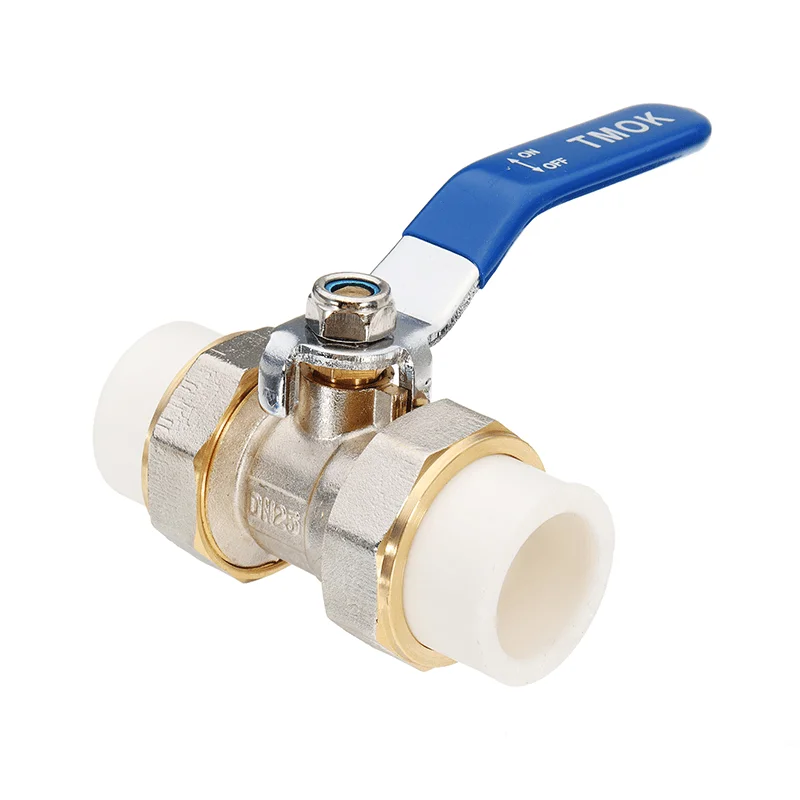 TMOK 3/4" 1" 1-1/4" PPR Brass Ball Valve Heat Fusion Double Union Socket Plumbing Fitting