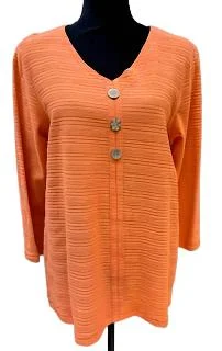 MULTIPLES-M33109TM-5 BUTTON3/4 SLV-NK 3 BUTTON FRT TOP-DEPCOR-ORANGE