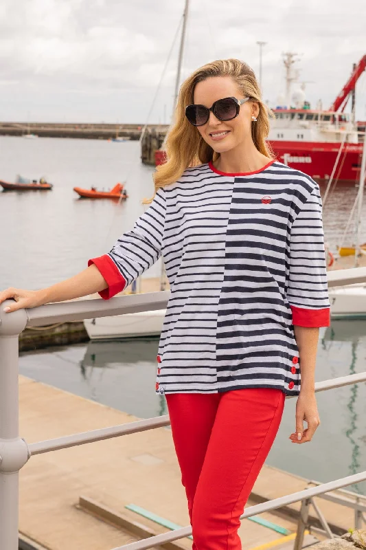 3/4 Length Sleeve Alternating Stripe Top