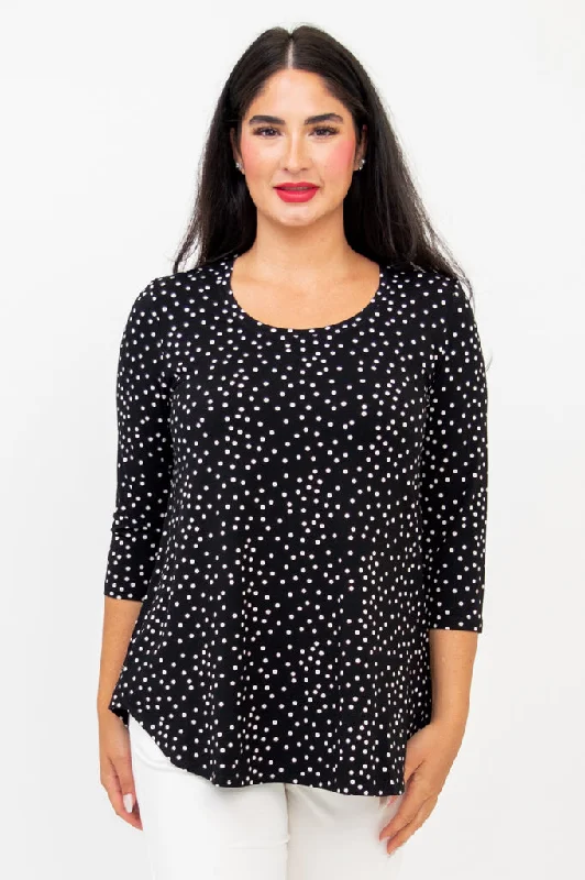 Jazz 3/4 Slv Top, Polka, Bamboo