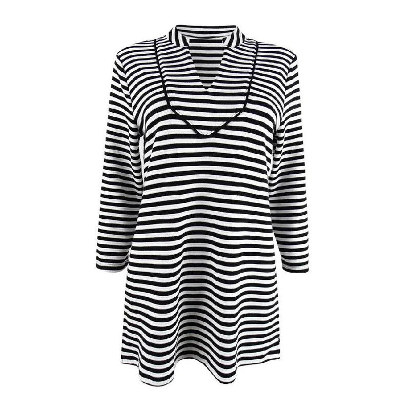 Charter Club Women's Striped 3/4-Sleeve Top