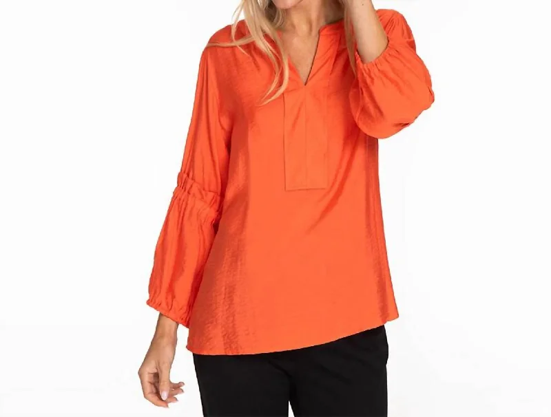 3/4 Bell Sleeve Top In Coral