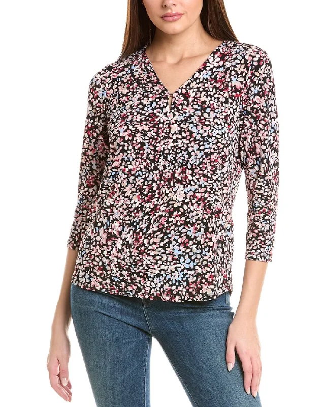 Jones New York Moss Crepe 3/4-Sleeve Top