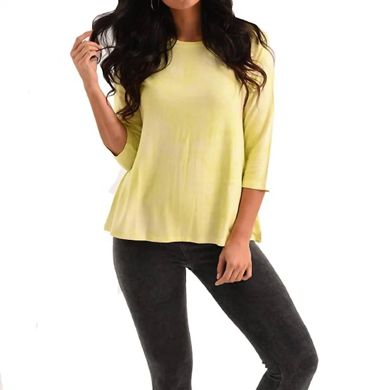 Willow 3/4 Tie Dye Kashmira Top In Yellow