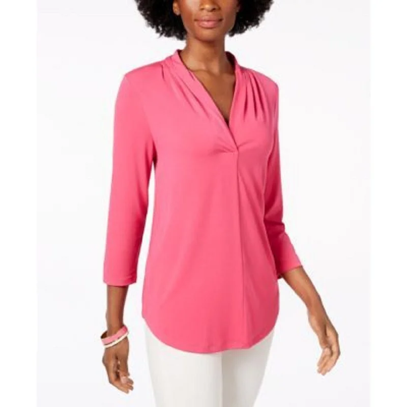 Charter Club Women's 3/4-Sleeve Top Dark Pink Size Small