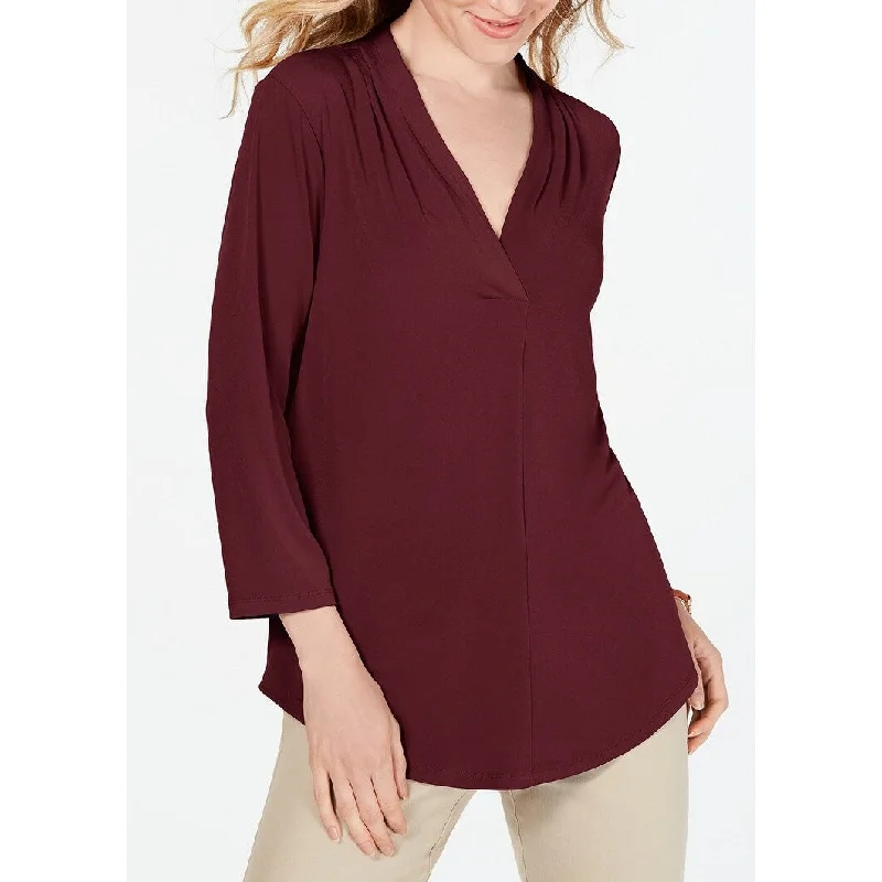 Charter Club Women's 3/4-Sleeve Top Carriage Red Size Medium