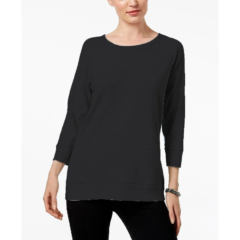 Karen Scott Women's 3/4-Sleeve Top Black Size Large