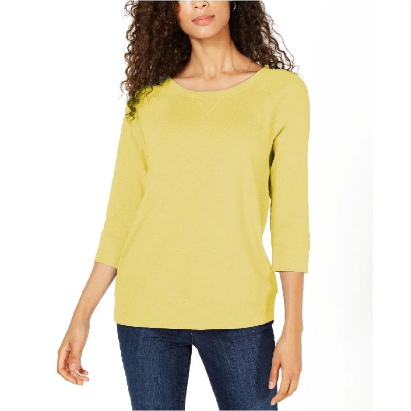 Karen Scott Women's 3/4-Sleeve Top Sunshower Size Large - Yellow