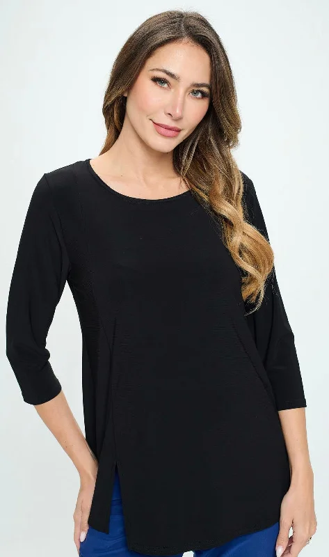 3/4 Length Sleeve Asymmetrical Top with Vent