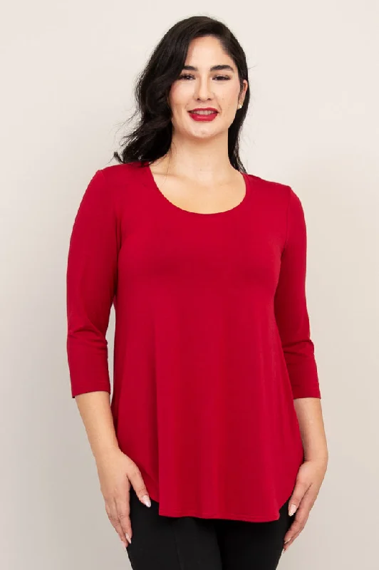 Jazz 3/4 Slv Top, Lipstick, Bamboo