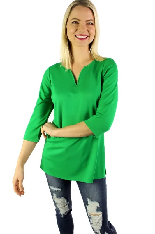 Women's 3/4th Sleeve Round Neck with Slit Top