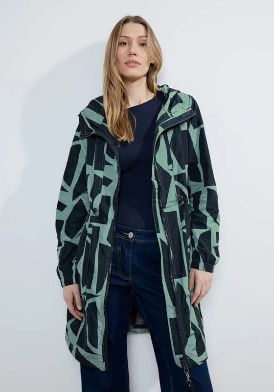 Cecil Printed Memory Rain Jacket, Raw Salvia GreenWinter Jackets