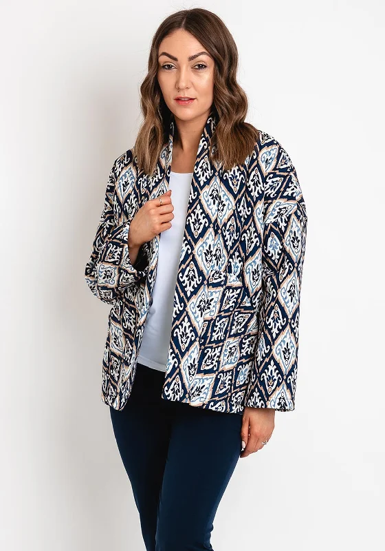 D.E.C.K By Decollage One Size Ikat Quilted Jacket, NavyWaterproof Jackets