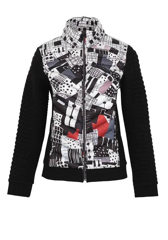 Dolcezza Mixed Media Geo Print Jacket, BlackCollaborative Jackets