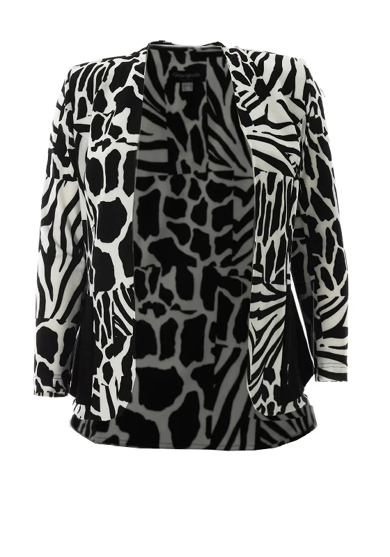 Georgedé Animal Print Jacket, Black & WhiteRunning Jackets