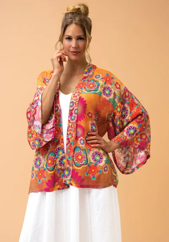 Powder Golden Cranes Kimono Jacket, MustardHigh-Fashion Jackets