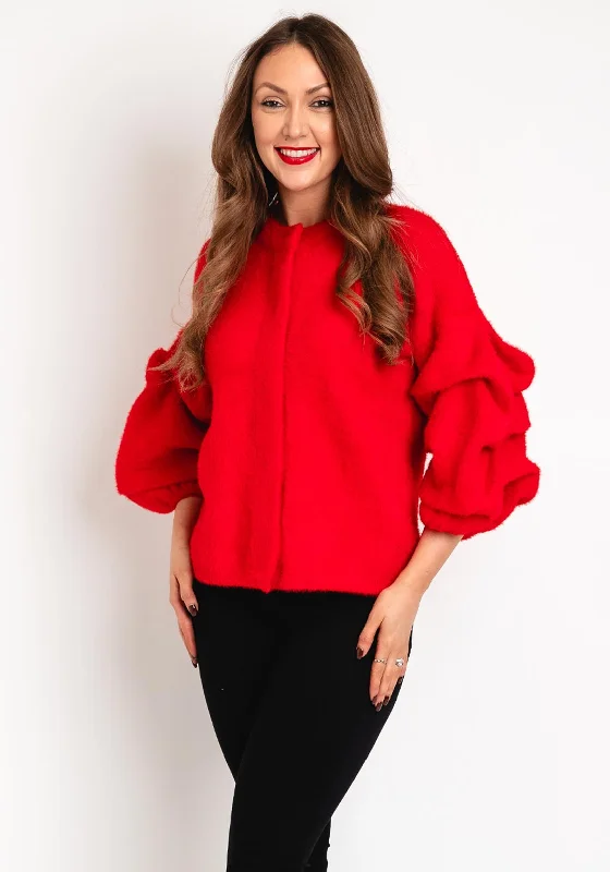 Natalia Collection Soft Touch Volume Sleeve Jacket, RedReflective Jackets