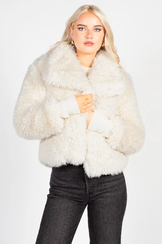 Iryna Collared Faux Fur Shaggy JacketInsulated Jackets