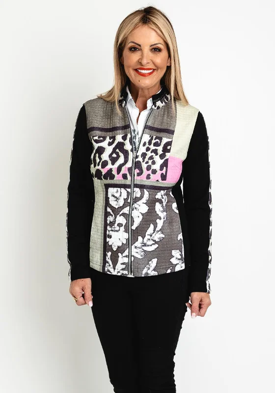 Just White Leopard Print Quilted Jacket, Pink ForestSherpa Jackets