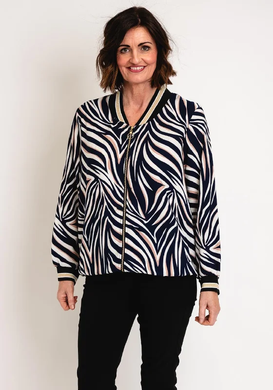 Serafina Collection Animal Print Bomber Jacket, NavyFringed Jackets