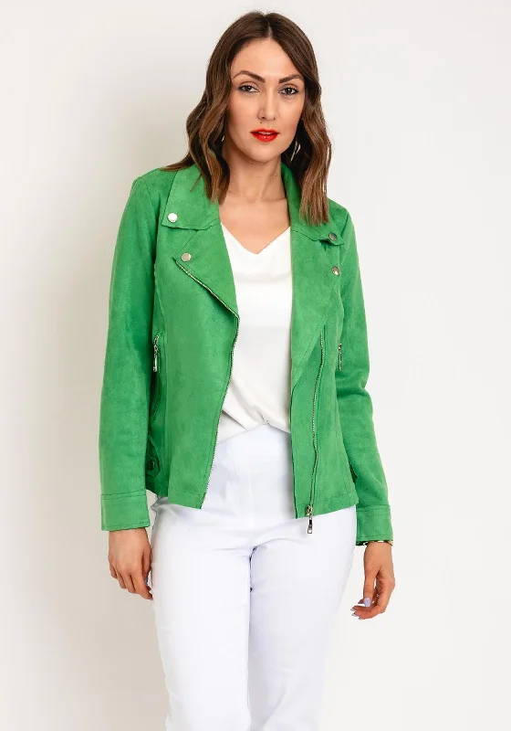 Serafina Collection Faux Suede Biker Jacket, GreenCashmere Jackets