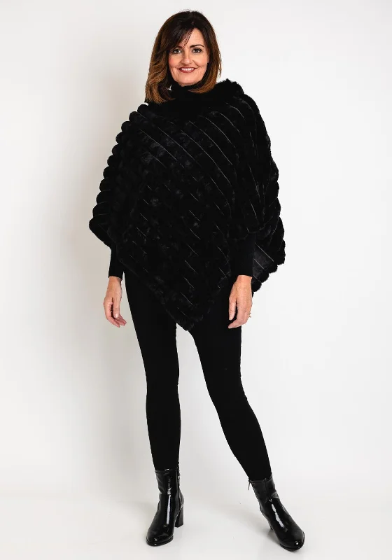 Serafina Collection One Size Faux Fur Poncho, BlackField Jackets