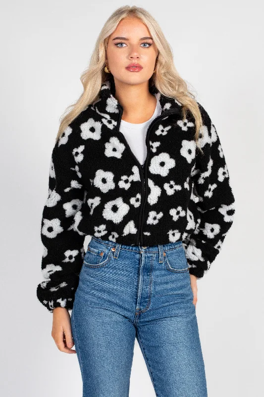 Lila Floral Print Sherpa JacketHiking Jackets