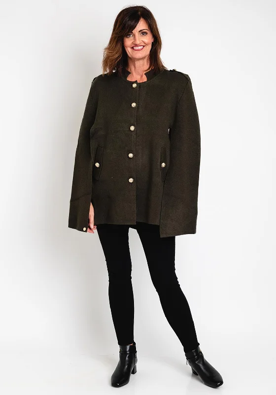 Malissa J One Size Military Style Cape, KhakiCasual Jackets