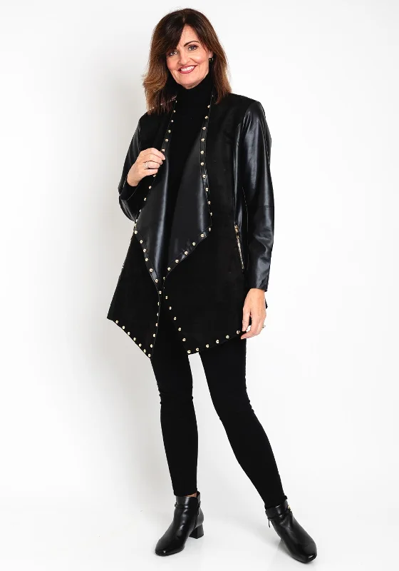 Malissa J One Size Faux Suede Studded Jacket, BlackRunning Jackets