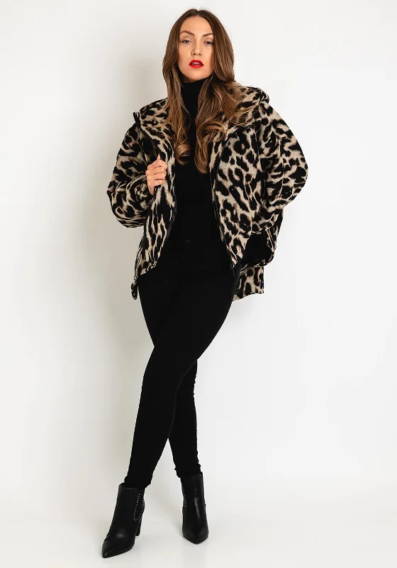 Serafina Collection One Size Wool Blend Leopard Print Jacket, BeigeMesh Jackets