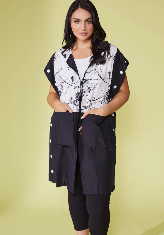 Ora Contrast Panel Print Jacket, White & BlackRecycled Fabric Jackets