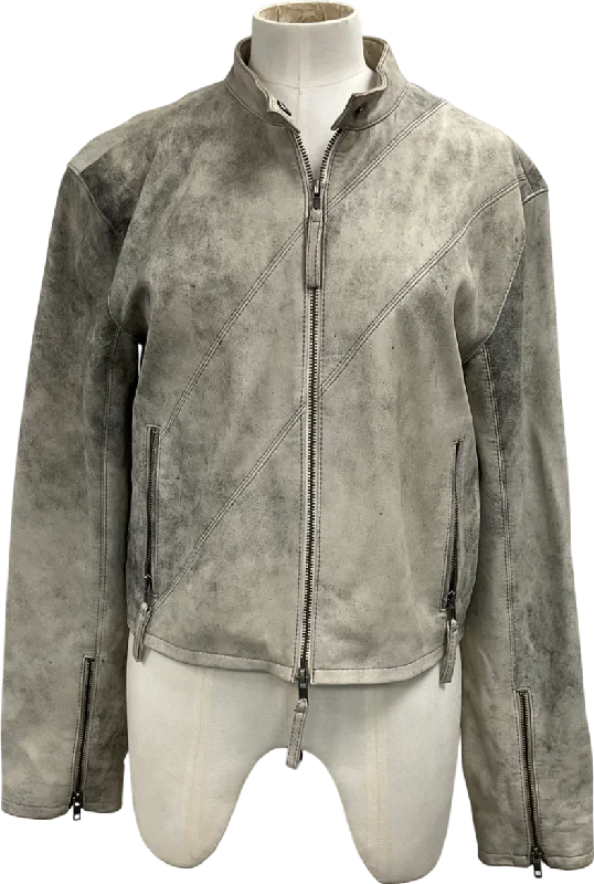 Oval Square Grey Beat Leather Jacket UK MCotton Jackets