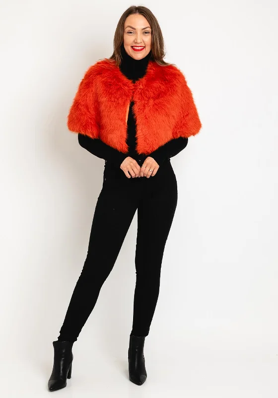 Serafina Collection One Size Faux Fur Shawl, OrangeQuilted Jackets