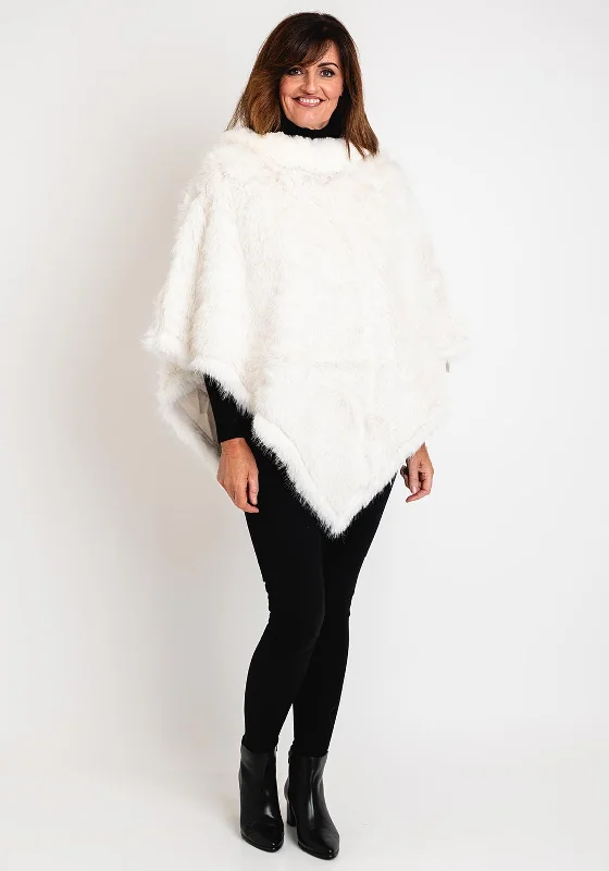 Serafina Collection One Size Faux Fur Poncho, WhiteTasseled Jackets