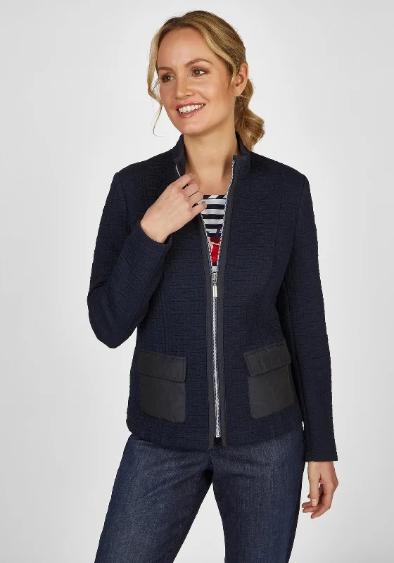 Rabe Full Zip Textured Jacket, NavyCultural Jackets