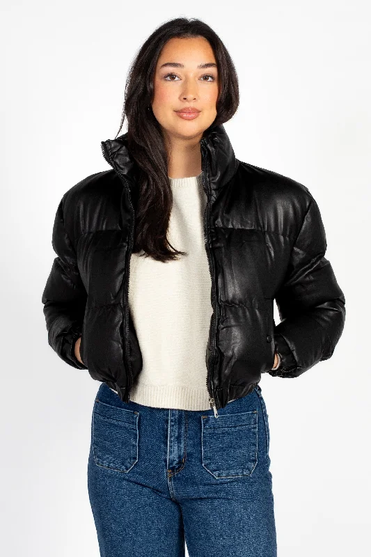 Rebel Faux Leather Bomber JacketFleece Jackets