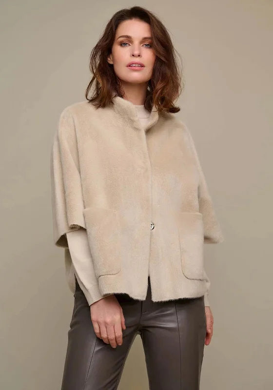 Rino & Pelle Dewi Faux Fur Cape, StoneMetallic Jackets