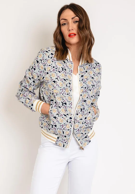 Serafina Collection Floral Bomber Jacket, Navy BlueLayered Jackets