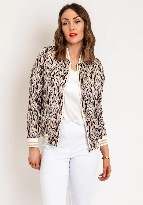 Serafina Collection Abstract Print Bomber Jacket, Green MultiTrench Coats